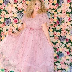 Ivy City Co Pink Tulle Dress with Heart Details